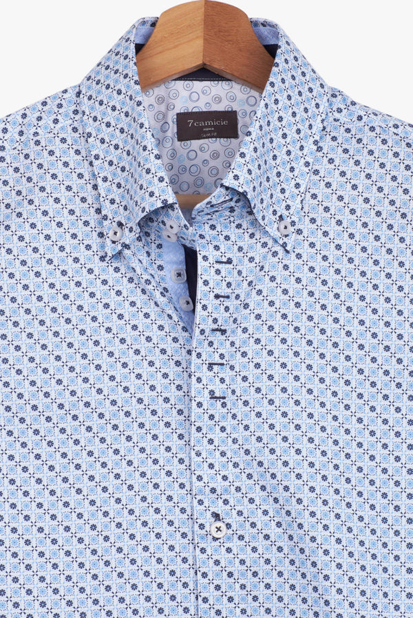 Roma Iconic Poplin Man Shirt White Light Blue