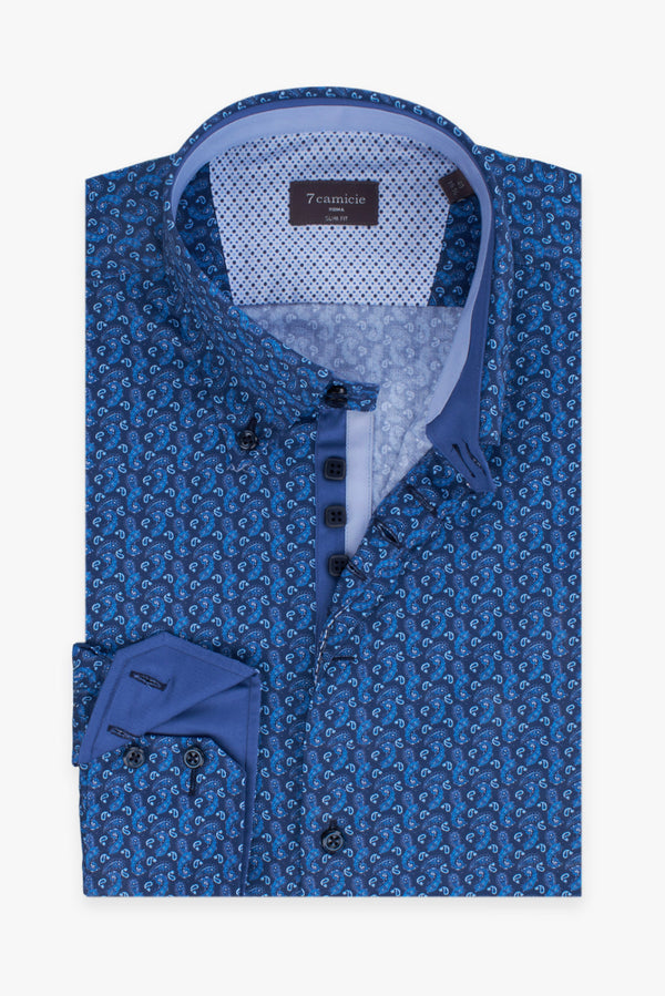 Roma Iconic Poplin Man Shirt Blue Light Blue