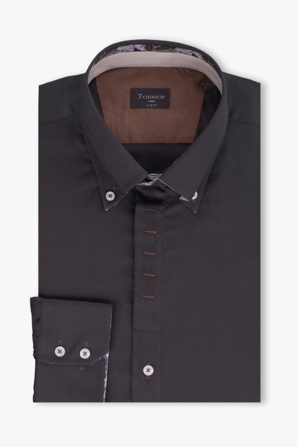 Camicia Uomo Roma Iconic Satin Grigio