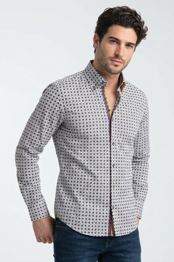 Chemise Homme Roma Iconic Popelin Stretch Blanc Noir