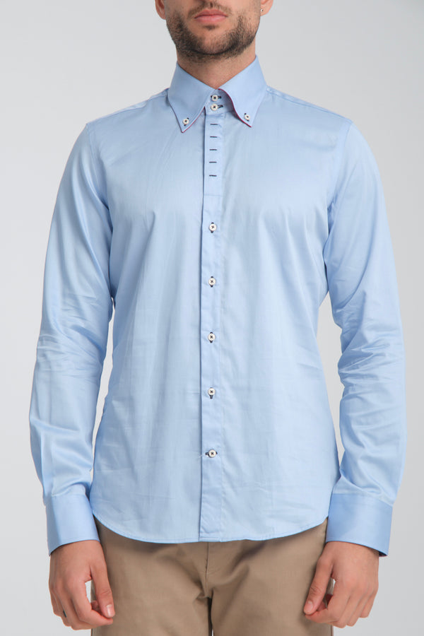 Camicia Uomo Roma Iconic Satin Celeste