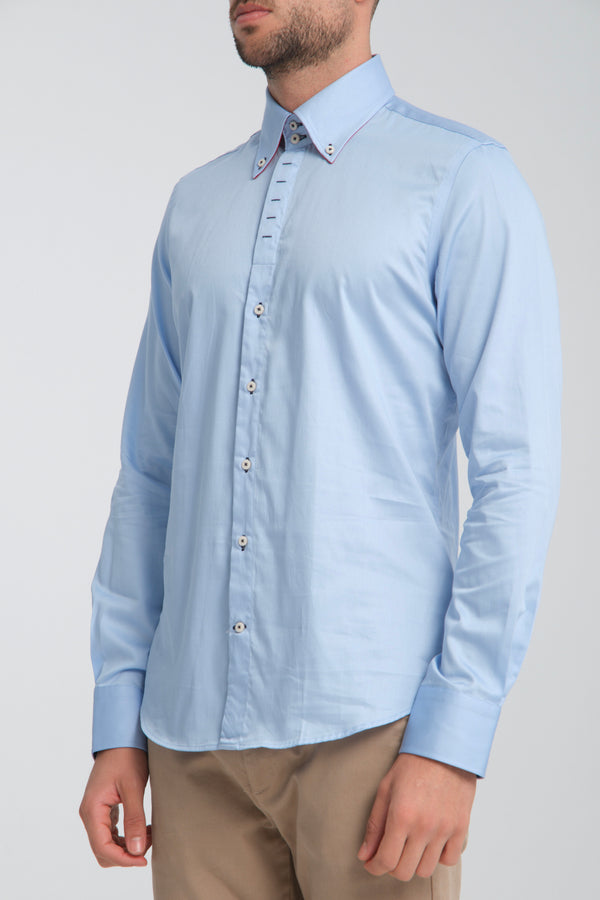 Camicia Uomo Roma Iconic Satin Celeste