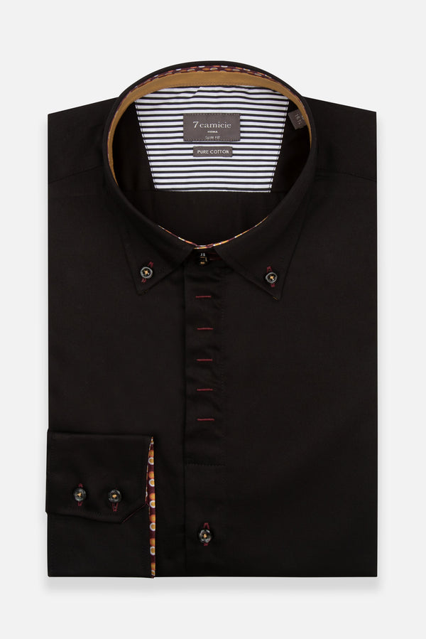 Camicia Uomo Roma Iconic Satin Nero