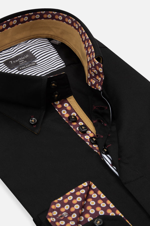 Camicia Uomo Roma Iconic Satin Nero