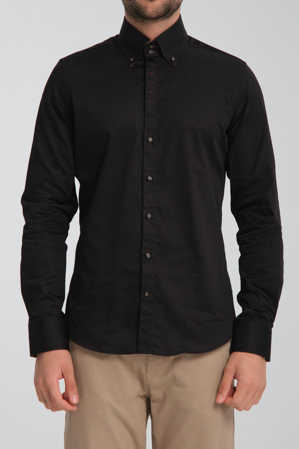 Camicia Uomo Roma Iconic Satin Nero