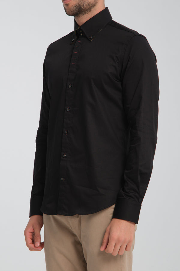 Camicia Uomo Roma Iconic Satin Nero