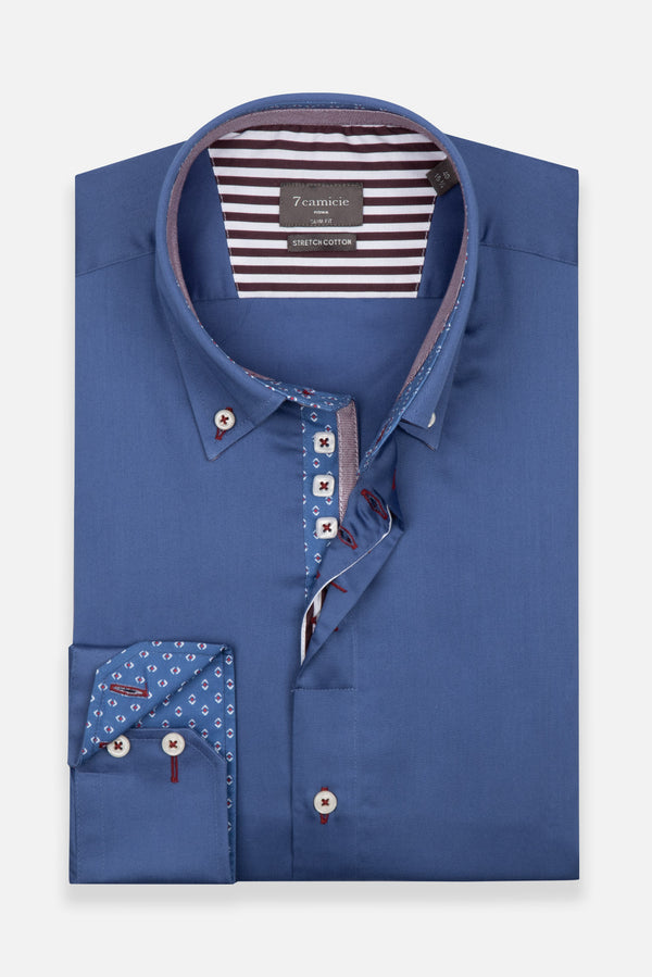 Camicia Uomo Roma Iconic Satin Blu