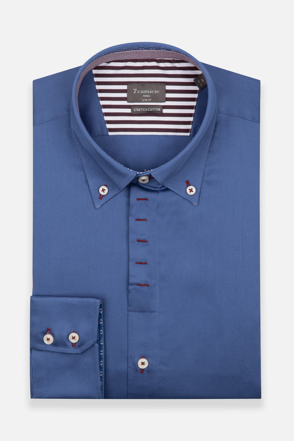 Camicia Uomo Roma Iconic Satin Blu