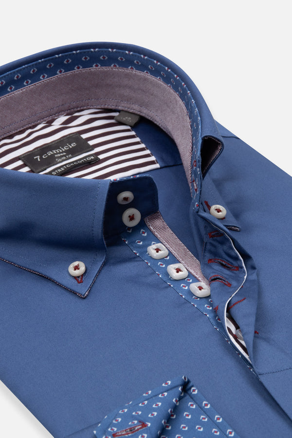 Camicia Uomo Roma Iconic Satin Blu