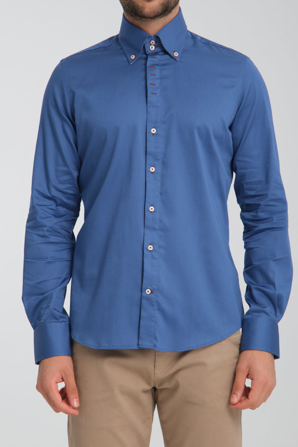 Camicia Uomo Roma Iconic Satin Blu