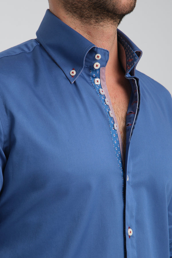 Camicia Uomo Roma Iconic Satin Blu