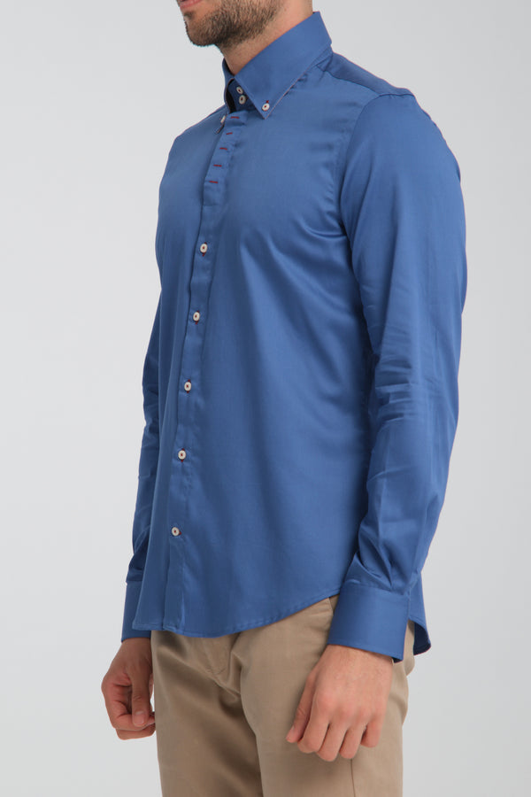 Camicia Uomo Roma Iconic Satin Blu