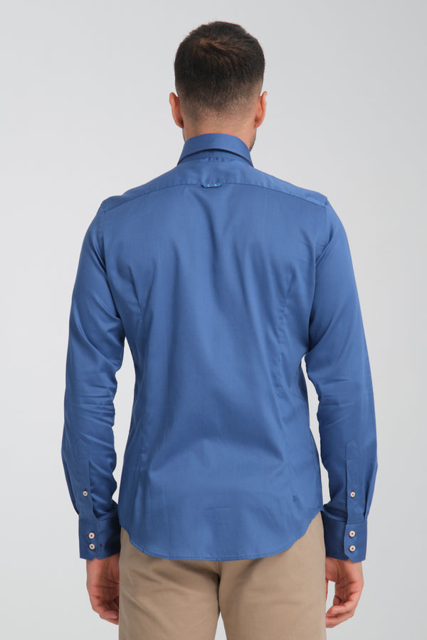 Camicia Uomo Roma Iconic Satin Blu