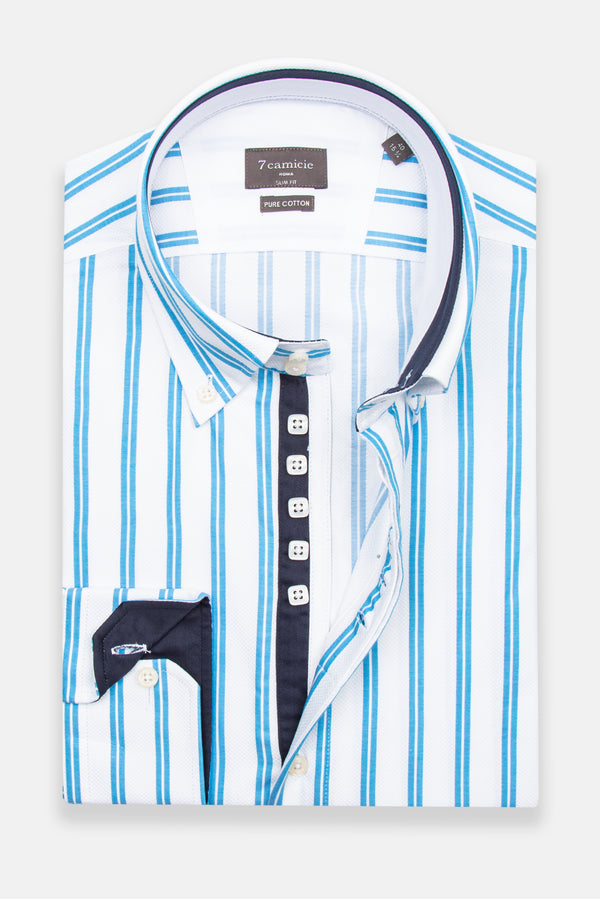 Camicia Uomo Roma Iconic Armaturato Bianco Celeste