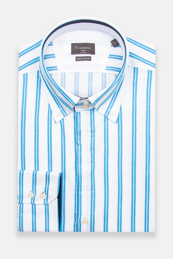 Camicia Uomo Roma Iconic Armaturato Bianco Celeste
