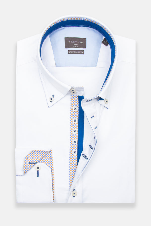 Camicia Uomo Roma Iconic Jacquard Bianco Bianco