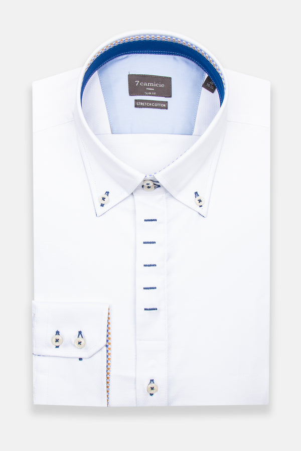 Camicia Uomo Roma Iconic Jacquard Bianco Bianco