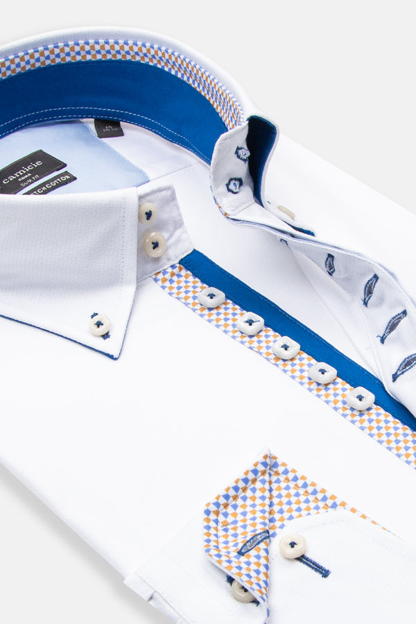 Camicia Uomo Roma Iconic Jacquard Bianco Bianco