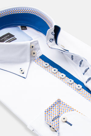 Camicia Uomo Roma Iconic Jacquard Bianco Bianco