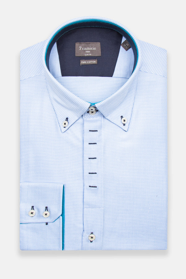 Camicia Uomo Roma Iconic Jacquard Bianco Celeste