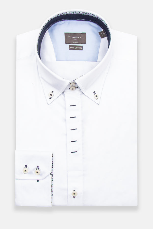 Camicia Uomo Roma Iconic Satin Bianco