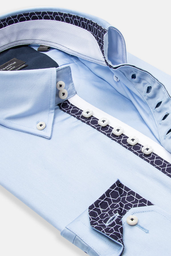 Camicia Uomo Roma Iconic Satin Celeste