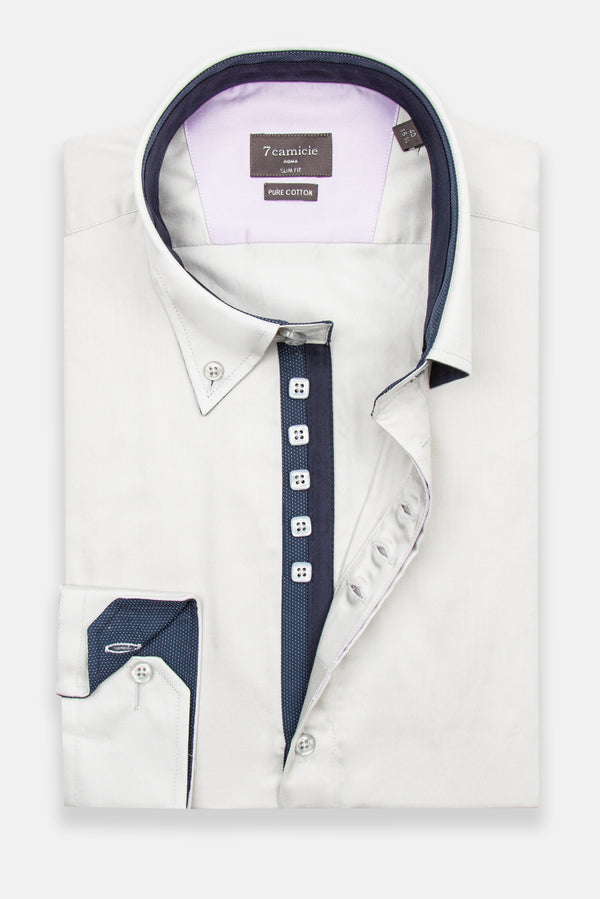 Camicia Uomo Roma Iconic Satin Grigio