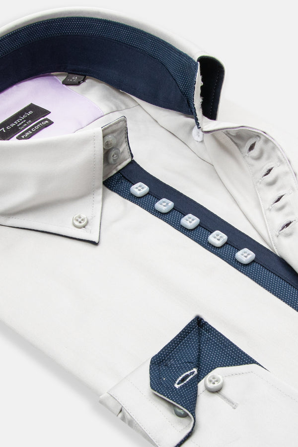 Camicia Uomo Roma Iconic Satin Grigio