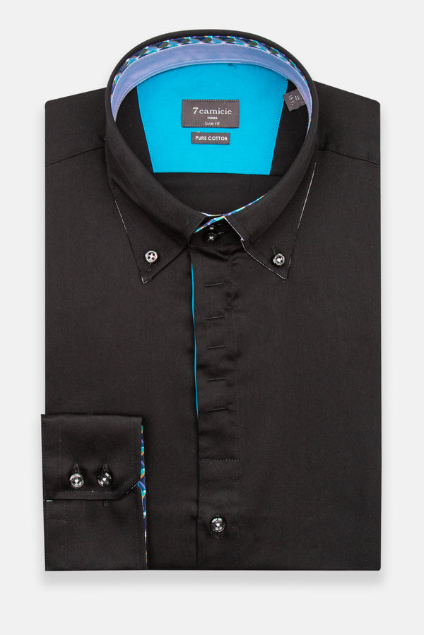 Roma Iconic Herren Hemd Satin Schwarz