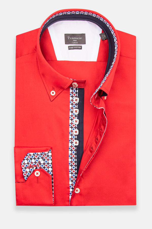 Camicia Uomo Roma Iconic Satin Rosso