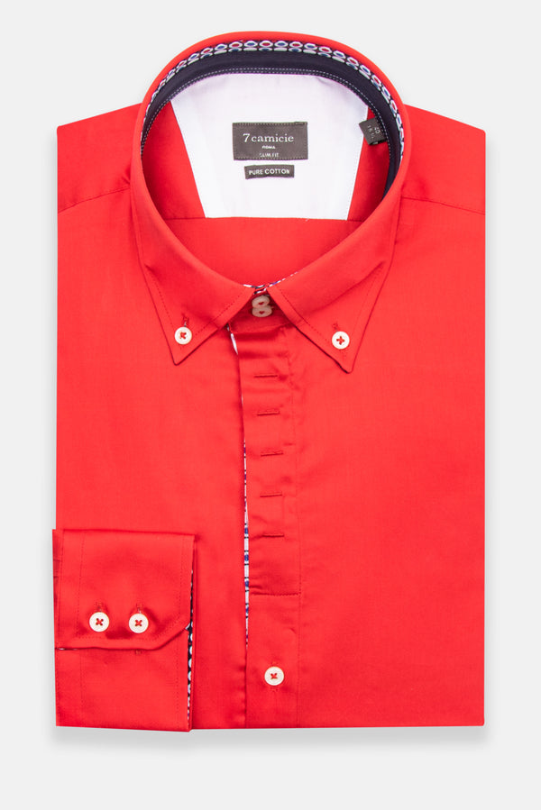 Camicia Uomo Roma Iconic Satin Rosso