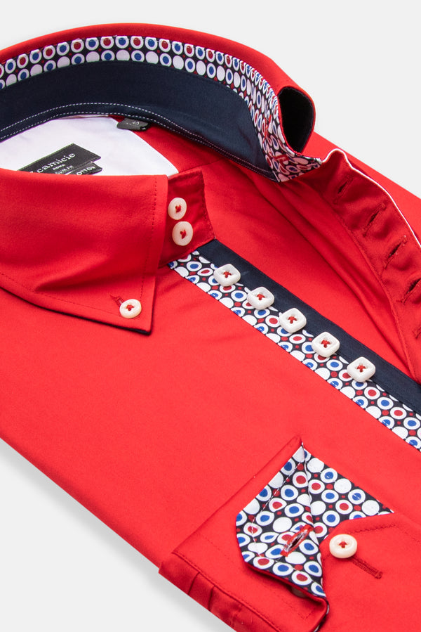 Camicia Uomo Roma Iconic Satin Rosso