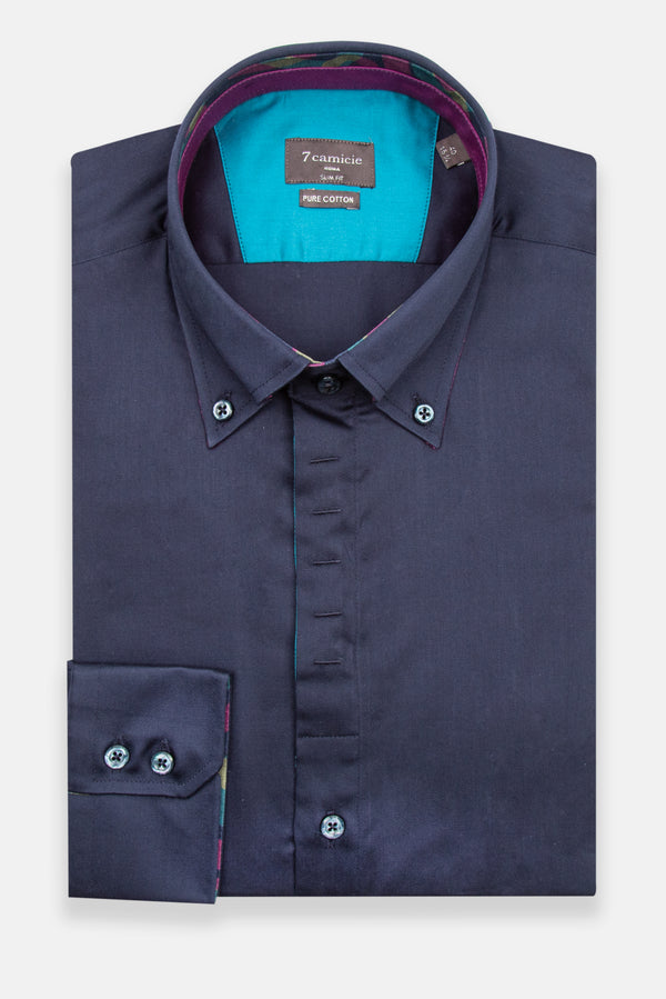 Camicia Uomo Roma Iconic Satin Blu