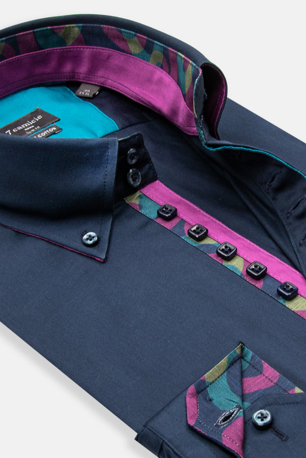 Camicia Uomo Roma Iconic Satin Blu