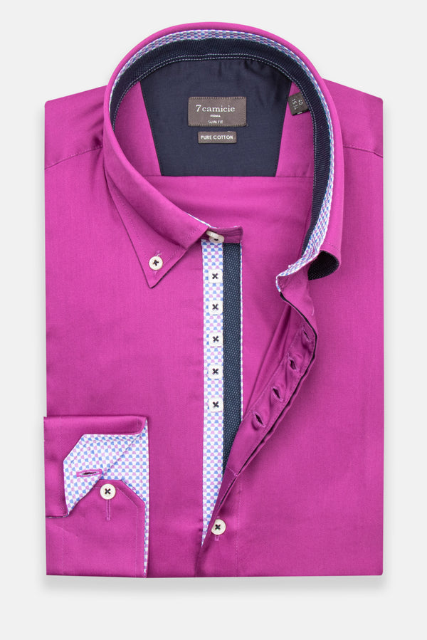 Camicia Uomo Roma Iconic Satin Viola