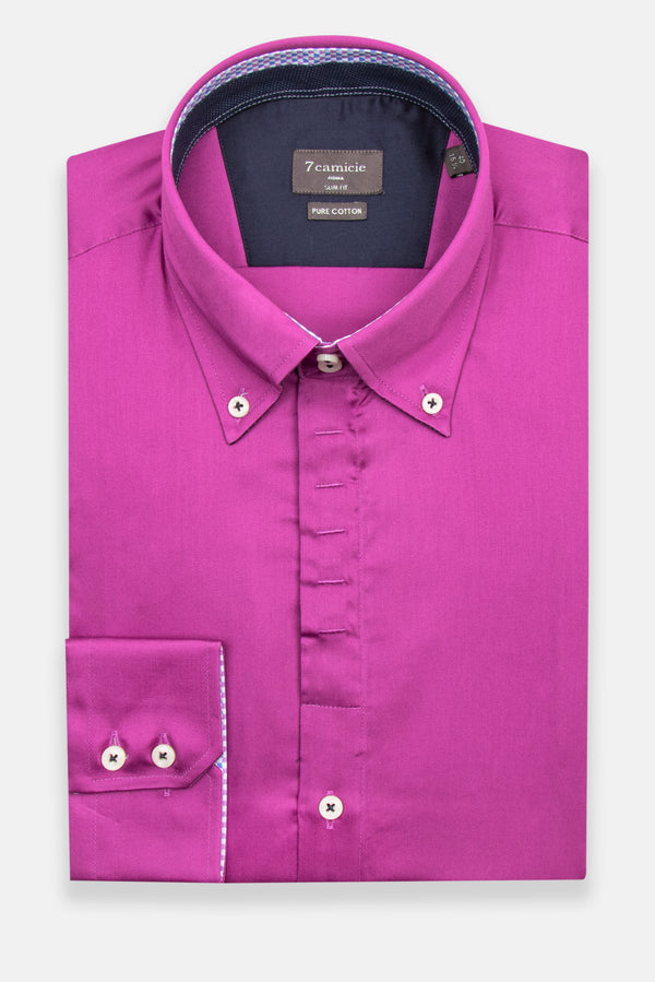 Camicia Uomo Roma Iconic Satin Viola