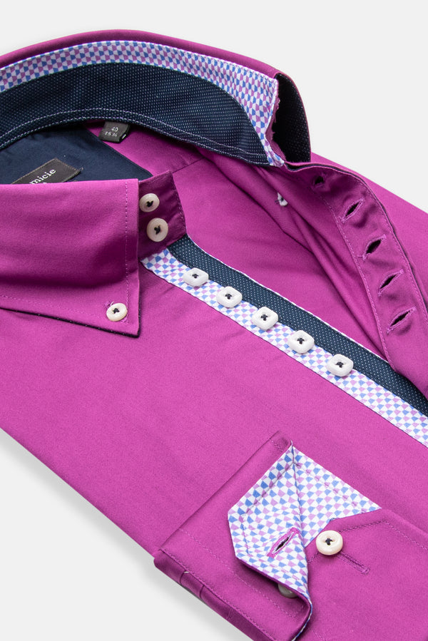 Camicia Uomo Roma Iconic Satin Viola