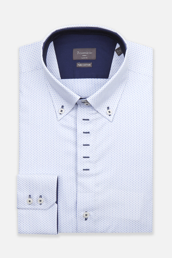 Roma Jaquard Man Shirt White Light Blue