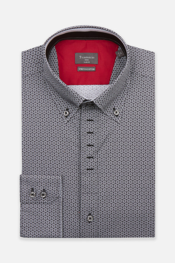 Camisa Hombre Roma Iconic Popelin Stretch Negro Gris