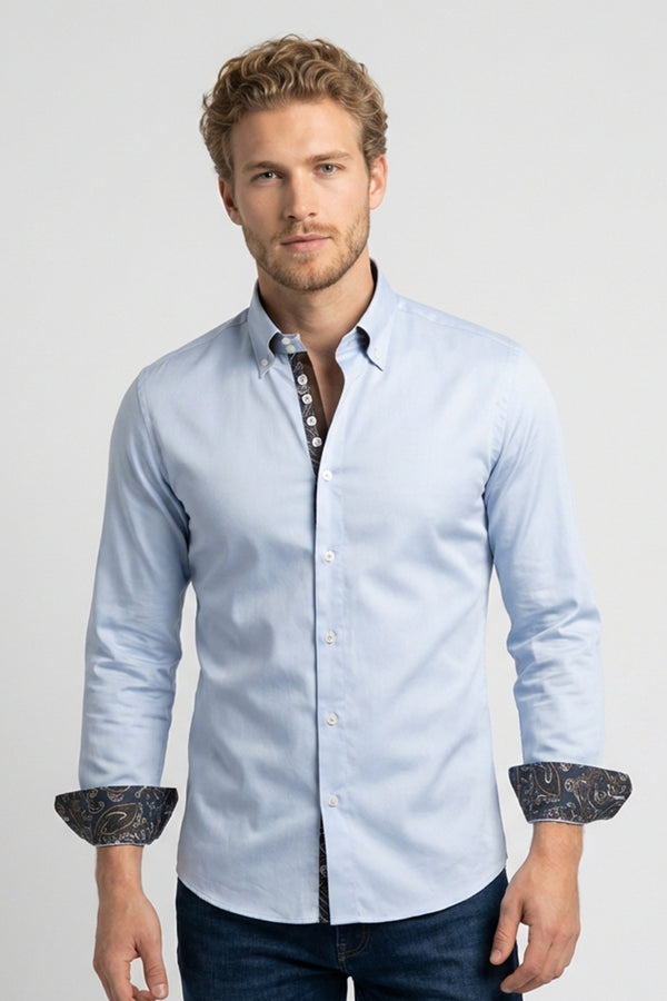Chemise Homme Roma Iconic Satin Bleu clair