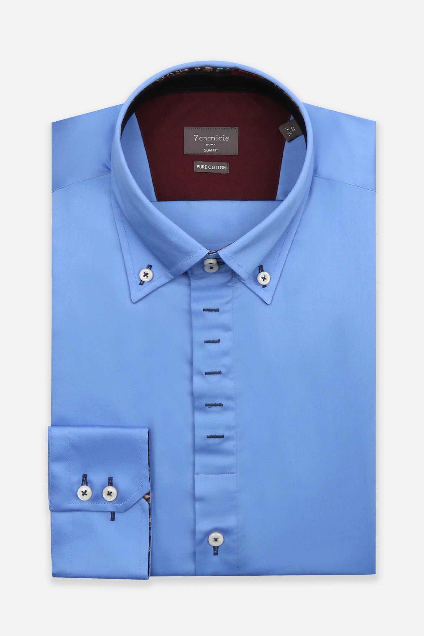 Roma Iconic Satin Man Shirt Light Blue 48/3XL Roma Iconic Satin Man Shirt Light Blue 48/3XL