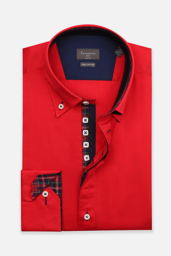 Camicia Uomo Roma Iconic Satin Rosso