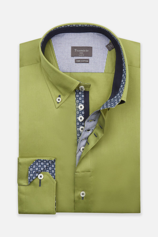 Roma Satin Man Shirt Green