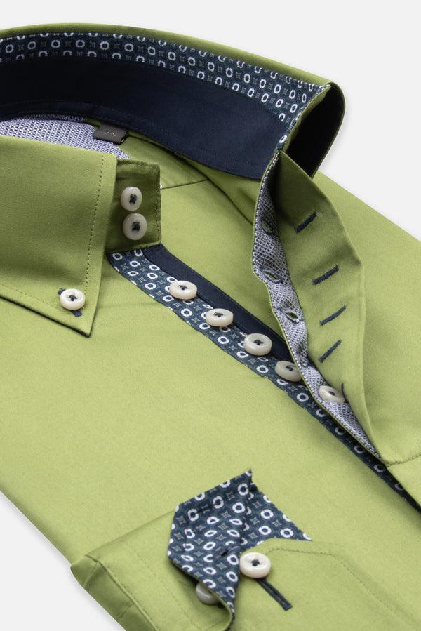 Roma Satin Man Shirt Green