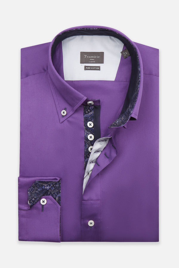 Camisa Hombre Roma Iconic Satin Morado
