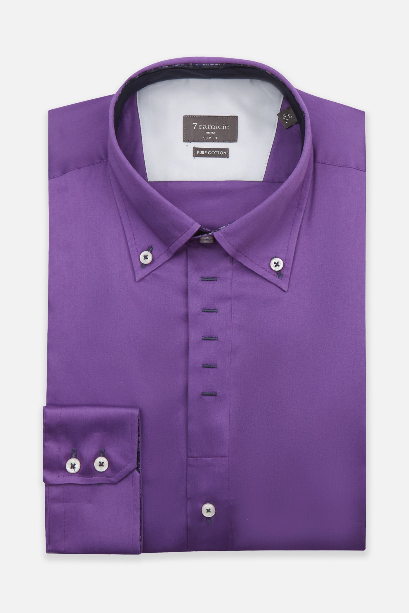 Roma Iconic Satin Man Shirt Purple 41/L Roma Iconic Satin Man Shirt Purple 41/L
