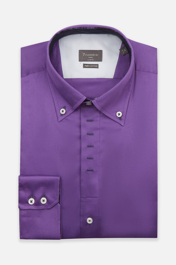 Camisa Hombre Roma Iconic Satin Morado
