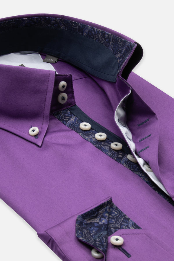 Camisa Hombre Roma Iconic Satin Morado