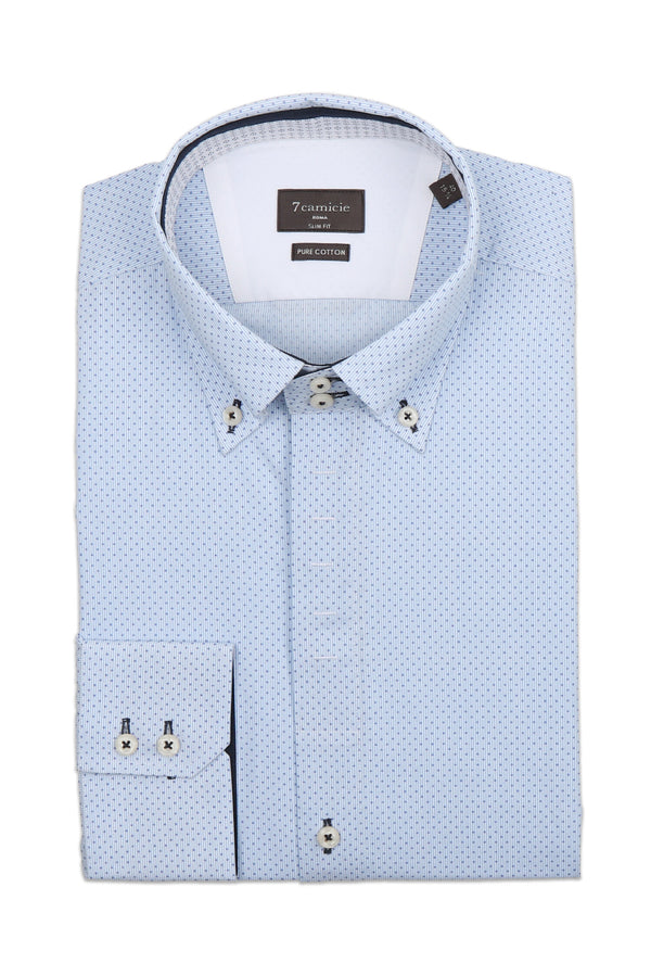 Chemise Homme Roma Iconic Popelin Bleu clair Blanc
