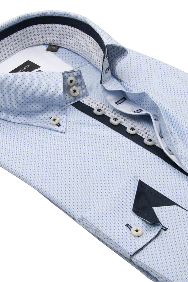 Chemise Homme Roma Iconic Popelin Bleu clair Blanc